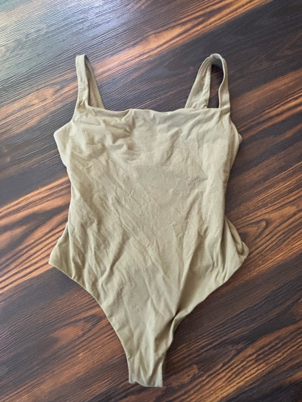 SKIMS Olive Green Square Neck Tank Bodysuit
